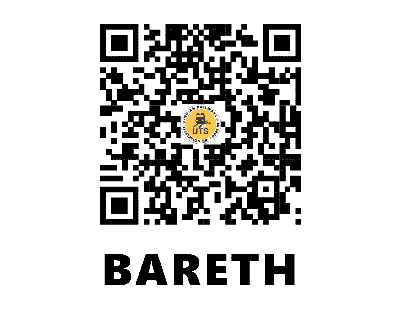 UTS QR Code for BARETH - BET (WC - MADHYA PRADESH)